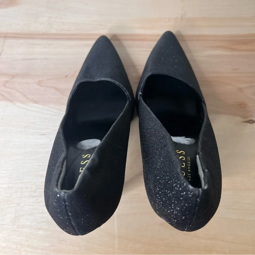 GUESS Black Glitter Sparkle Pumps Women’s 9 Cocktail Party Holiday 4” Heels‎